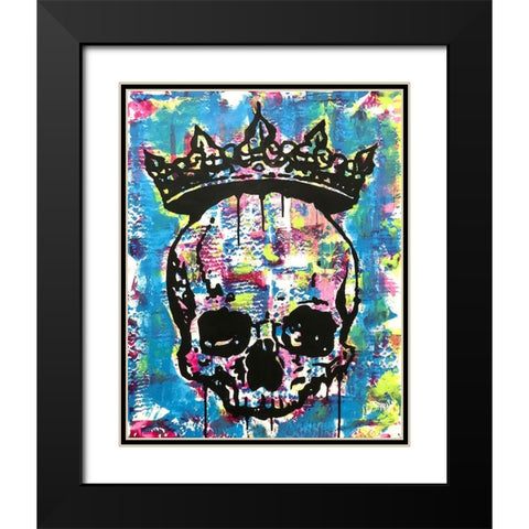 Crowned Skull Black Modern Wood Framed Art Print with Double Matting by Dean Russo Collection