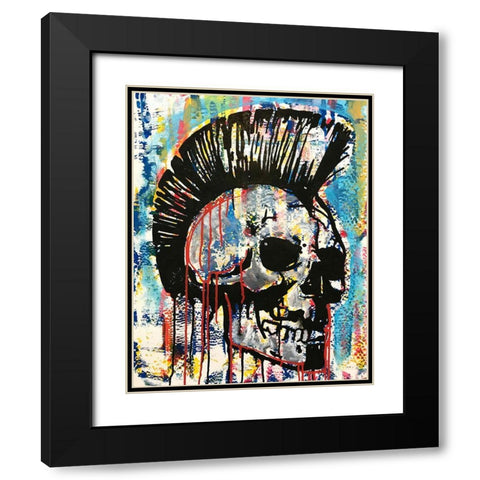 Punk Skull Black Modern Wood Framed Art Print with Double Matting by Dean Russo Collection
