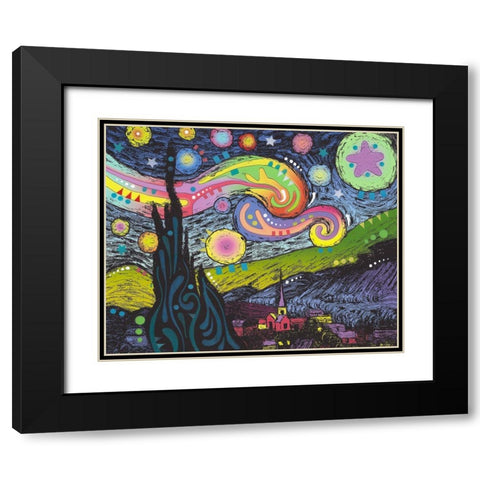Starry Night 2 Black Modern Wood Framed Art Print with Double Matting by Dean Russo Collection
