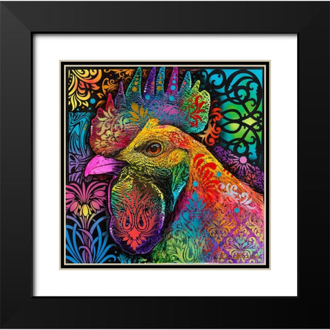 Rooster Black Modern Wood Framed Art Print with Double Matting by Dean Russo Collection