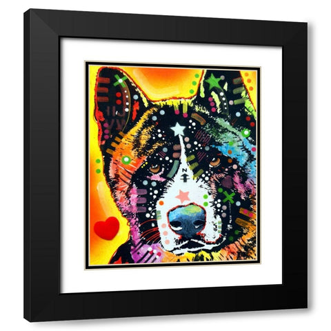 Akita Black Modern Wood Framed Art Print with Double Matting by Dean Russo Collection