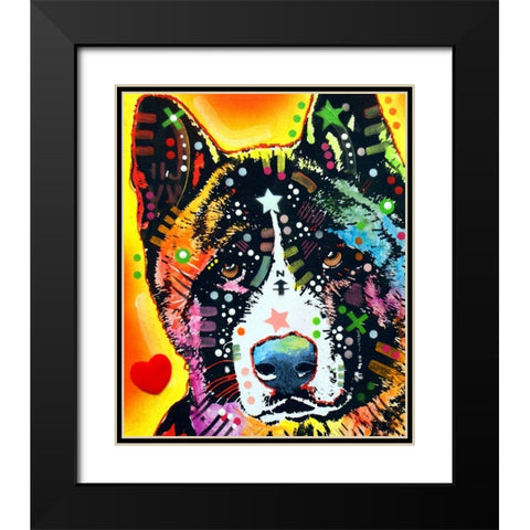 Akita Black Modern Wood Framed Art Print with Double Matting by Dean Russo Collection