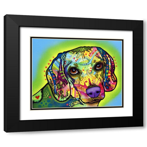 Beagle Black Modern Wood Framed Art Print with Double Matting by Dean Russo Collection