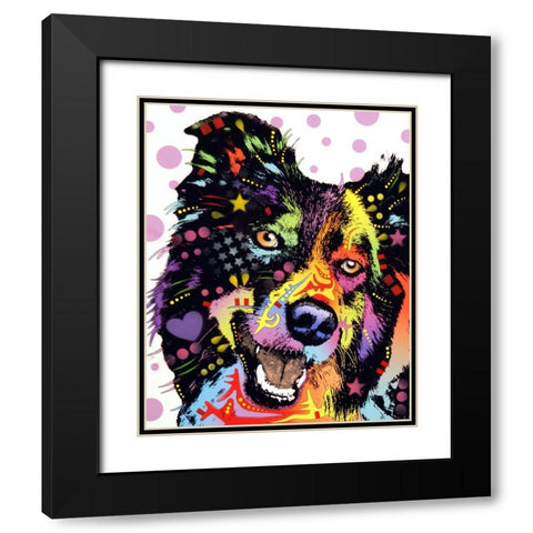 Border Collie Black Modern Wood Framed Art Print with Double Matting by Dean Russo Collection