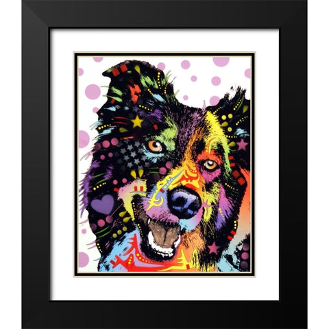 Border Collie Black Modern Wood Framed Art Print with Double Matting by Dean Russo Collection