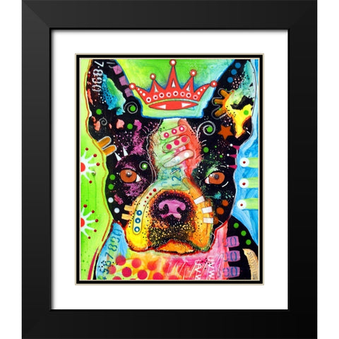 Boston Terrier Crowned Black Modern Wood Framed Art Print with Double Matting by Dean Russo Collection
