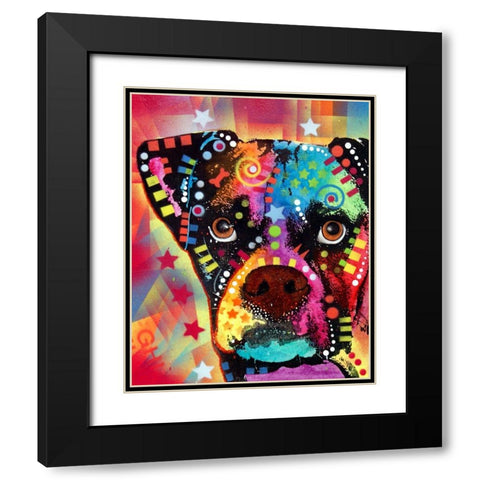 Boxer Cubism Black Modern Wood Framed Art Print with Double Matting by Dean Russo Collection