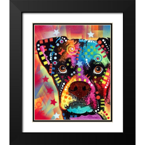 Boxer Cubism Black Modern Wood Framed Art Print with Double Matting by Dean Russo Collection
