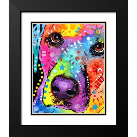 Closeup Labrador Black Modern Wood Framed Art Print with Double Matting by Dean Russo Collection