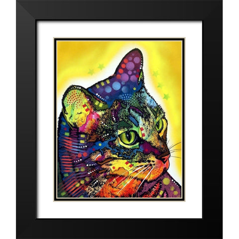 Confident Cat Black Modern Wood Framed Art Print with Double Matting by Dean Russo Collection