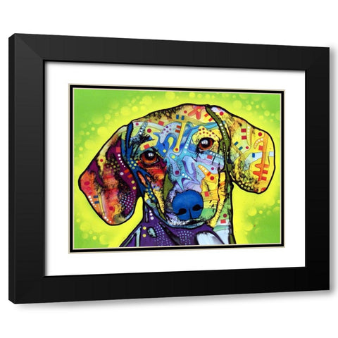 Dachshund Black Modern Wood Framed Art Print with Double Matting by Dean Russo Collection