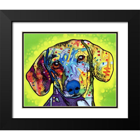 Dachshund Black Modern Wood Framed Art Print with Double Matting by Dean Russo Collection