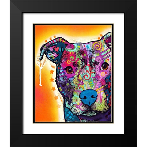 Heart U Pit Bull Black Modern Wood Framed Art Print with Double Matting by Dean Russo Collection