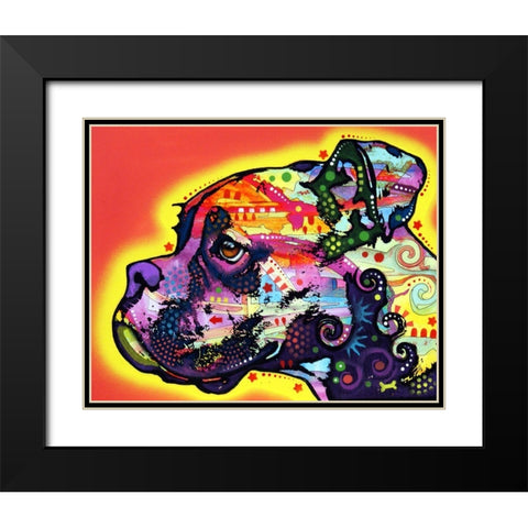 Profile Boxer Black Modern Wood Framed Art Print with Double Matting by Dean Russo Collection