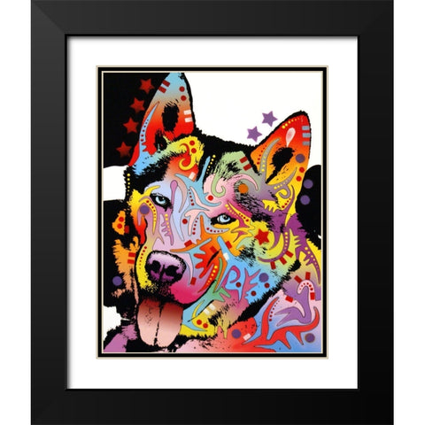 Siberian Husky Black Modern Wood Framed Art Print with Double Matting by Dean Russo Collection