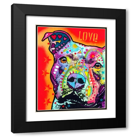 Thoughtful Pitbull Black Modern Wood Framed Art Print with Double Matting by Dean Russo Collection