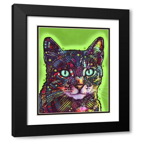 Watchful Cat Black Modern Wood Framed Art Print with Double Matting by Dean Russo Collection