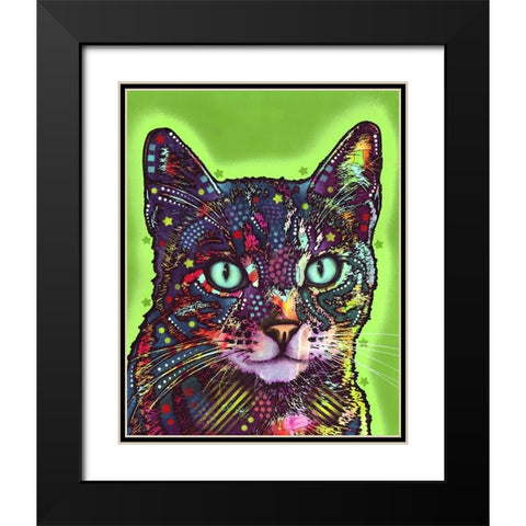 Watchful Cat Black Modern Wood Framed Art Print with Double Matting by Dean Russo Collection