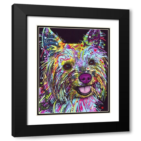 Yorkie Black Modern Wood Framed Art Print with Double Matting by Dean Russo Collection