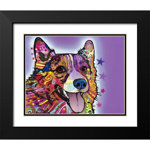 Corgi Black Modern Wood Framed Art Print with Double Matting by Dean Russo Collection