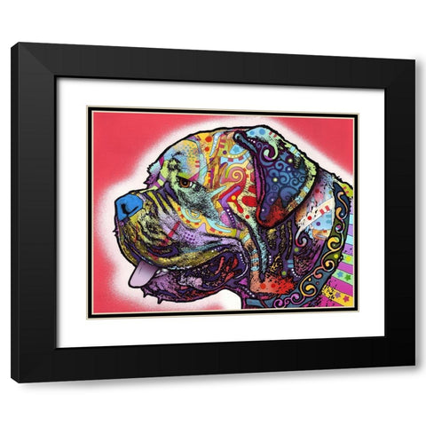 Profile Mastiff Black Modern Wood Framed Art Print with Double Matting by Dean Russo Collection