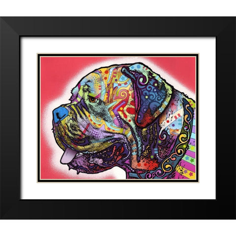 Profile Mastiff Black Modern Wood Framed Art Print with Double Matting by Dean Russo Collection