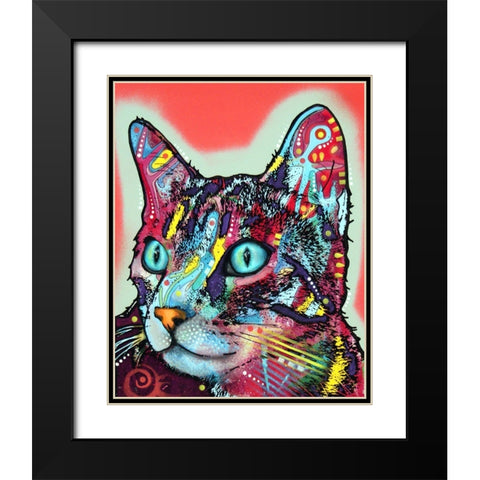 Curious Cat Black Modern Wood Framed Art Print with Double Matting by Dean Russo Collection