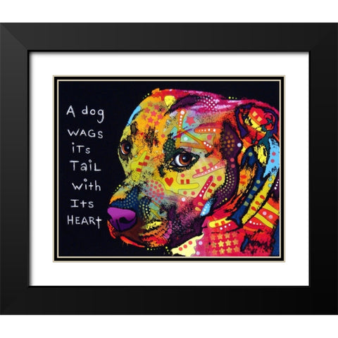 Gratitude Pitbull Black Modern Wood Framed Art Print with Double Matting by Dean Russo Collection