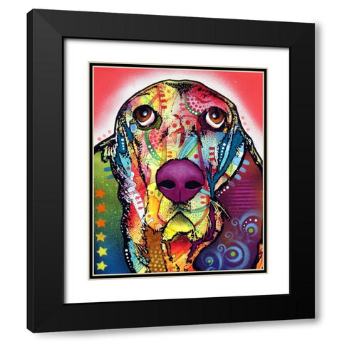 Basset Black Modern Wood Framed Art Print with Double Matting by Dean Russo Collection