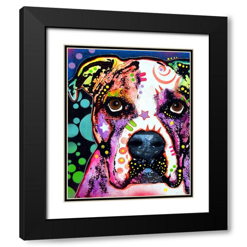 American Bulldog Black Modern Wood Framed Art Print with Double Matting by Dean Russo Collection
