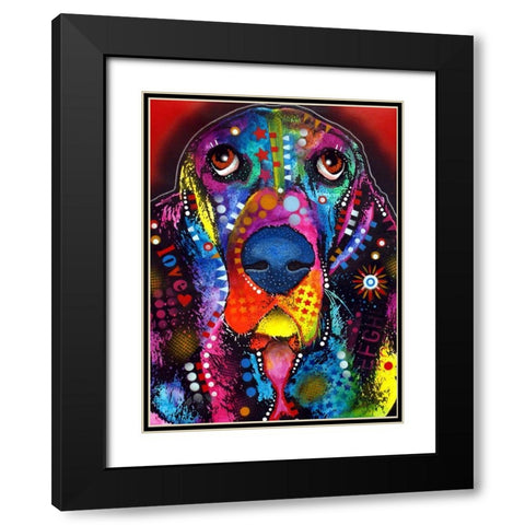 Basset Black Modern Wood Framed Art Print with Double Matting by Dean Russo Collection