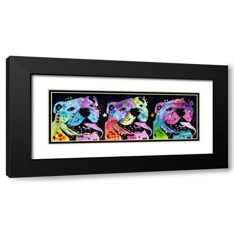 3 Bulldogs Black Modern Wood Framed Art Print with Double Matting by Dean Russo Collection