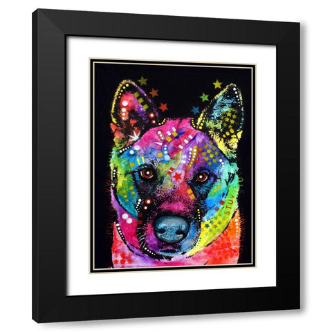 Akita Black Modern Wood Framed Art Print with Double Matting by Dean Russo Collection