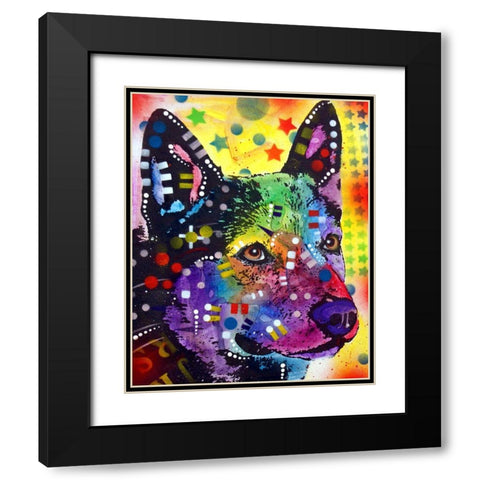 Aus Cattle Dog Black Modern Wood Framed Art Print with Double Matting by Dean Russo Collection