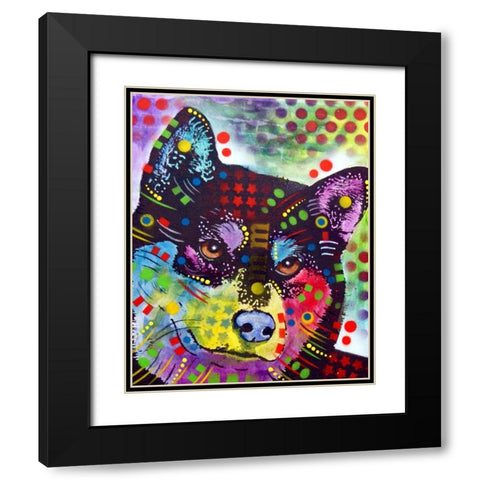 Shiba Inu Black Modern Wood Framed Art Print with Double Matting by Dean Russo Collection