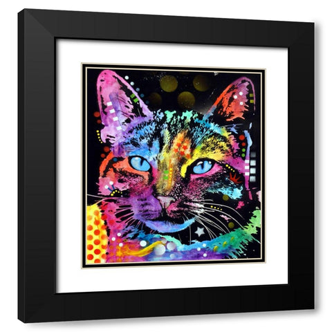 Thoughtful Cat Black Modern Wood Framed Art Print with Double Matting by Dean Russo Collection