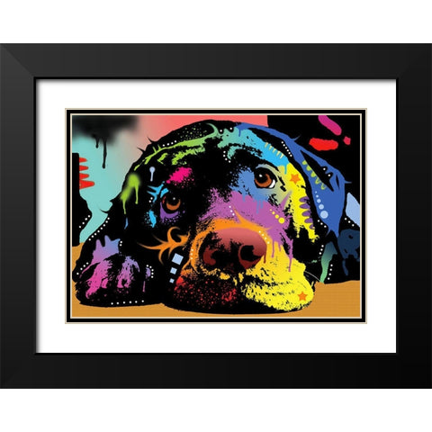 Lying Lab Black Modern Wood Framed Art Print with Double Matting by Dean Russo Collection