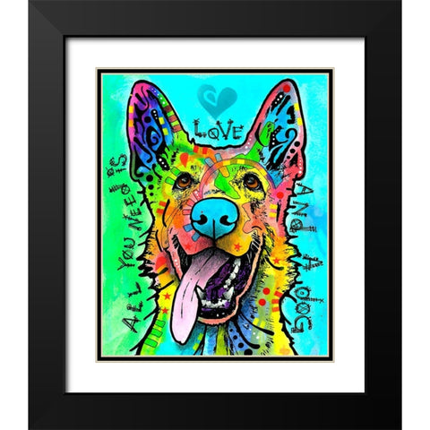 Love And A Dog Black Modern Wood Framed Art Print with Double Matting by Dean Russo Collection