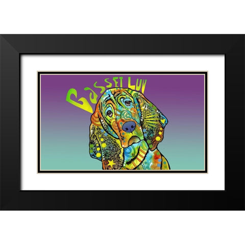 Basset Luv Black Modern Wood Framed Art Print with Double Matting by Dean Russo Collection