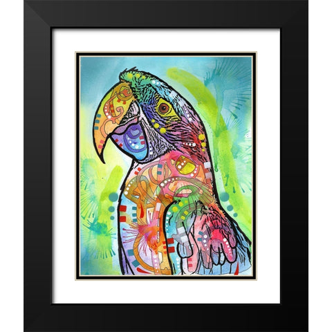 Macaw Black Modern Wood Framed Art Print with Double Matting by Dean Russo Collection