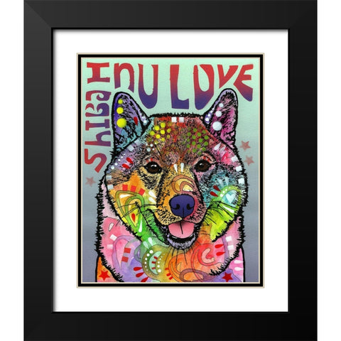 Shiba Inu Luv Black Modern Wood Framed Art Print with Double Matting by Dean Russo Collection