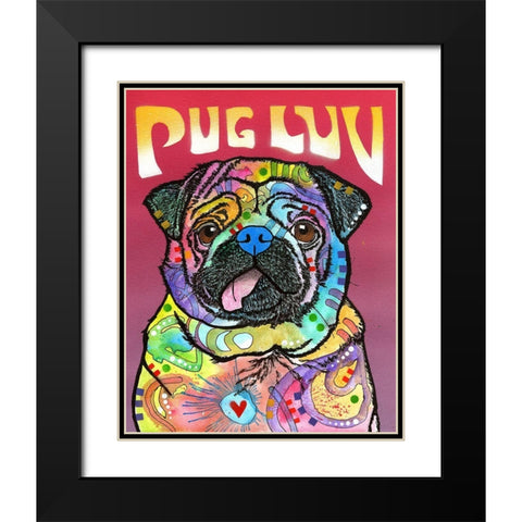 Pug Luv Black Modern Wood Framed Art Print with Double Matting by Dean Russo Collection