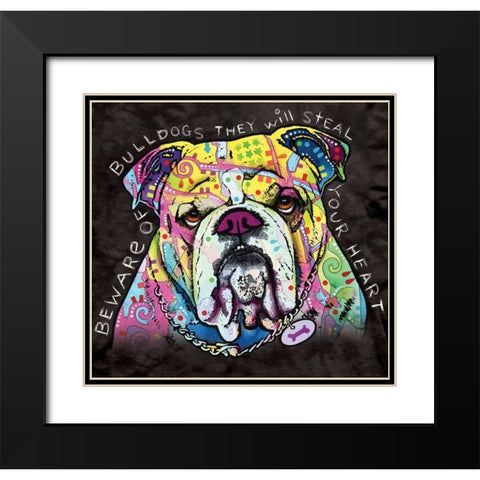 Bulldog Heart Black Modern Wood Framed Art Print with Double Matting by Dean Russo Collection