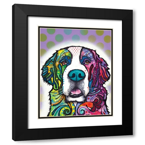 Saint Bernard Black Modern Wood Framed Art Print with Double Matting by Dean Russo Collection