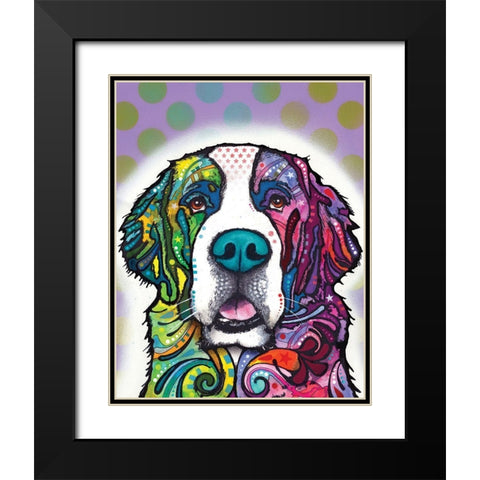 Saint Bernard Black Modern Wood Framed Art Print with Double Matting by Dean Russo Collection