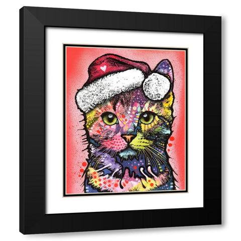 Christmas Cat Black Modern Wood Framed Art Print with Double Matting by Dean Russo Collection