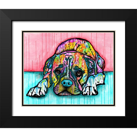 Lying Boxer Black Modern Wood Framed Art Print with Double Matting by Dean Russo Collection