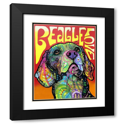 Beagle Love Black Modern Wood Framed Art Print with Double Matting by Dean Russo Collection