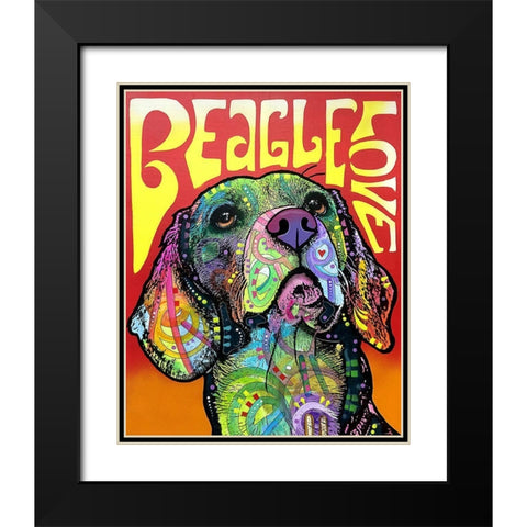 Beagle Love Black Modern Wood Framed Art Print with Double Matting by Dean Russo Collection