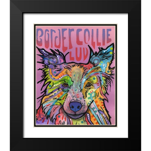 Border Collie Love 2 Black Modern Wood Framed Art Print with Double Matting by Dean Russo Collection